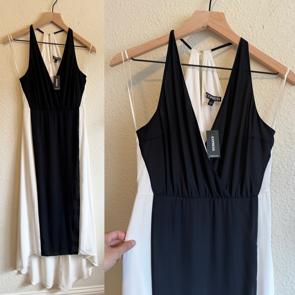 Express Monochrome V-Neck Dress-Size2- NWT